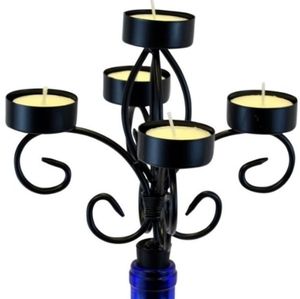🍷Romantic Black Metal Wrought Iron Wine bottle Candelbra